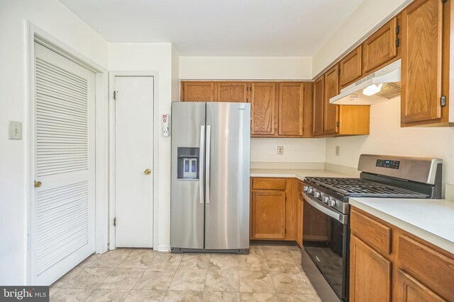 56 Ridgewood Way, Burlington, NJ 08016 - kitchen with appliances with stainless steel finishes, under cabinet range hood, light countertops, and brown cabinetry