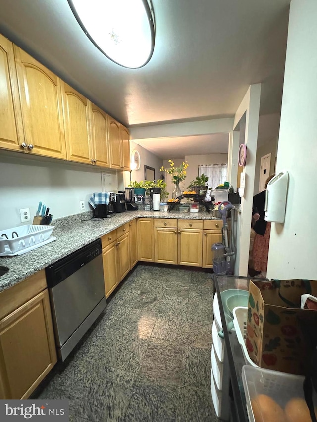 7332 Lee Hwy Unit 201, Falls Church, VA 22046 - kitchen featuring dishwasher and light stone countertops