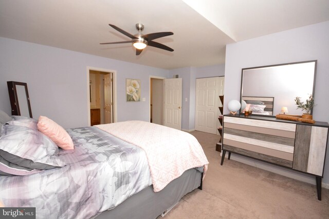 138 Pepperton Ct, Lititz, PA 17543 - bedroom with light carpet, a ceiling fan, and a closet