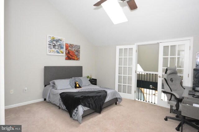 138 Pepperton Ct, Lititz, PA 17543 - bedroom with carpet floors, vaulted ceiling, a skylight, and a ceiling fan