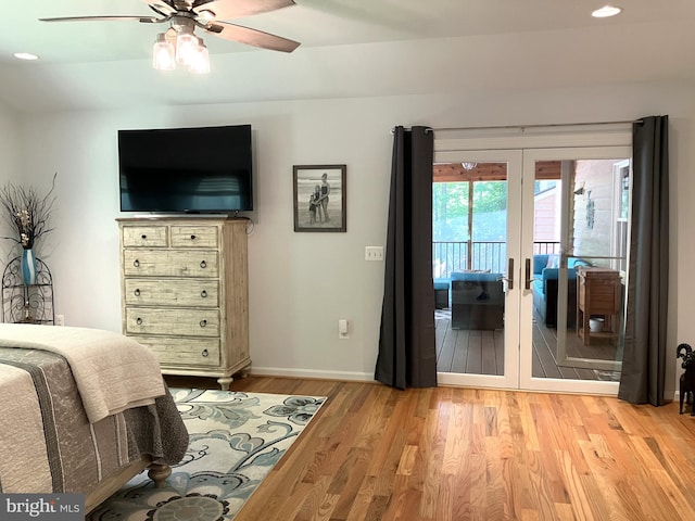 347 Lakewood Cir, Mineral, VA 23117 - bedroom with french doors, access to outside, light wood-style flooring, recessed lighting, and baseboards