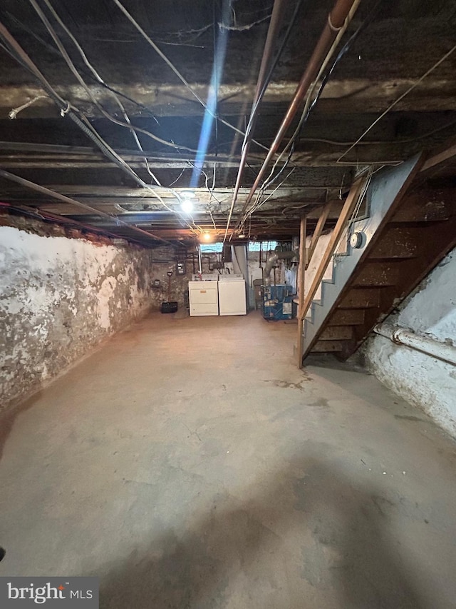 2229 Memphis St, Philadelphia, PA 19125 - unfinished basement with independent washer and dryer and stairs