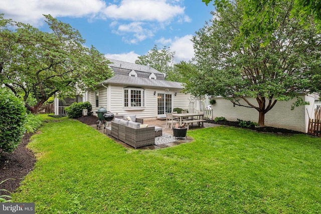 511 Wilton Rd, Towson, MD 21286 - rear view of property with a patio area, roof with shingles, and outdoor lounge area