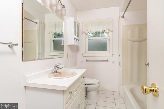 1010 Hampton Dr, Eastampton, NJ 08060 - bathroom with vanity, tile patterned flooring, toilet, and shower / bathtub combination