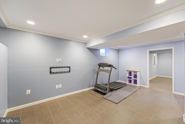 46825 Northbrook Way, Sterling, VA 20164 - workout area with ornamental molding, recessed lighting, and baseboards