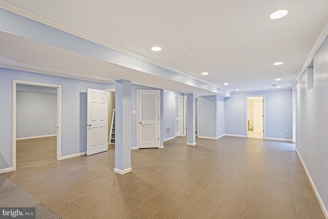 46825 Northbrook Way, Sterling, VA 20164 - finished below grade area featuring recessed lighting, ornamental molding, baseboards, and wood finished floors