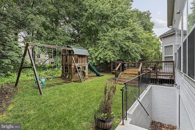 46825 Northbrook Way, Sterling, VA 20164 - view of yard featuring a playground and a wooden deck