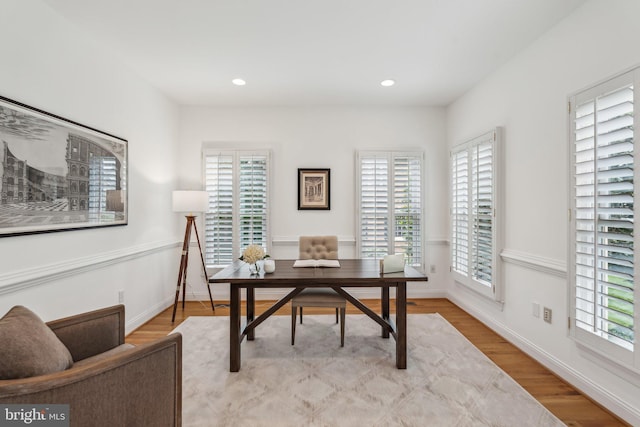 8109 Crooked Oaks Ct, Gainesville, VA 20155 - office area featuring light wood-style flooring, recessed lighting, and baseboards