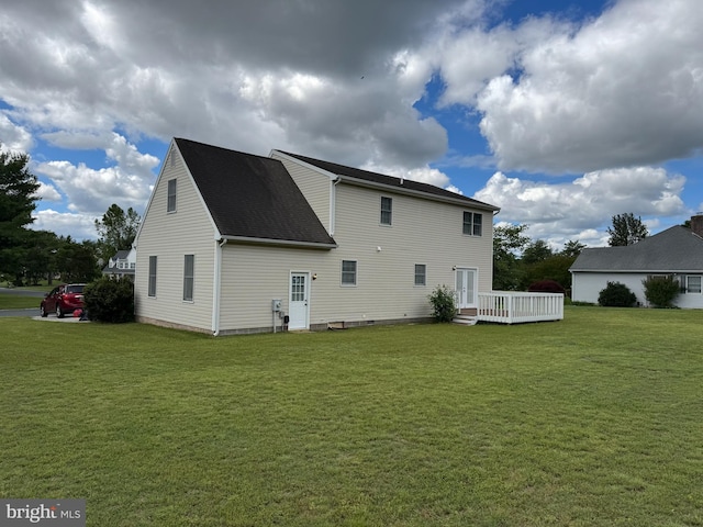 27836 Clearwater Ct, Salisbury, MD 21801 - back of house featuring a yard, a deck, and a shingled roof