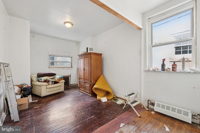 2024 Mifflin St, Philadelphia, PA 19145 - sitting room featuring radiator, hardwood / wood-style flooring, and radiator heating unit