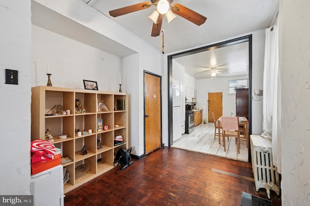 2024 Mifflin St, Philadelphia, PA 19145 - sitting room featuring ceiling fan, light wood-style floors, and radiator heating unit