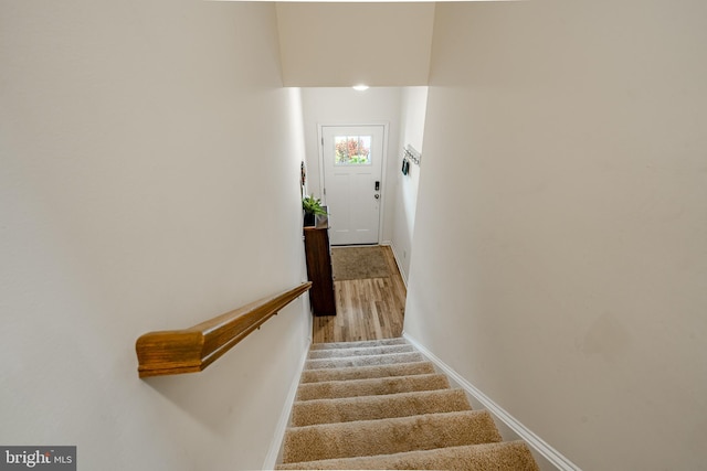 340 Dawson Pl, Downingtown, PA 19335 - stairway featuring baseboards and wood finished floors