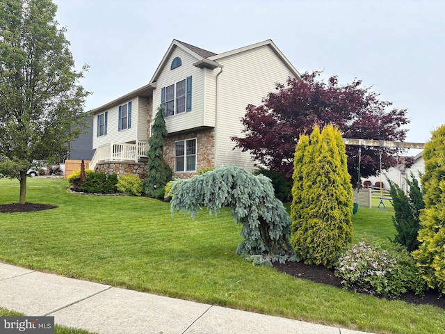 21 Georgie Ln, Richland, PA 17087 - view of front of home featuring stone siding and a front yard