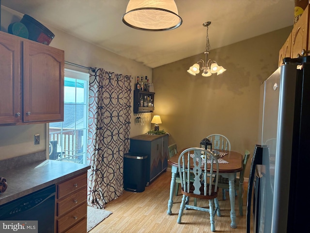 21 Georgie Ln, Richland, PA 17087 - dining room featuring a chandelier, light wood-style floors, and lofted ceiling