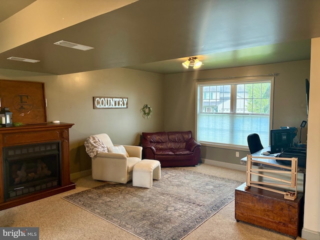 21 Georgie Ln, Richland, PA 17087 - living room featuring carpet flooring, baseboards, and a fireplace