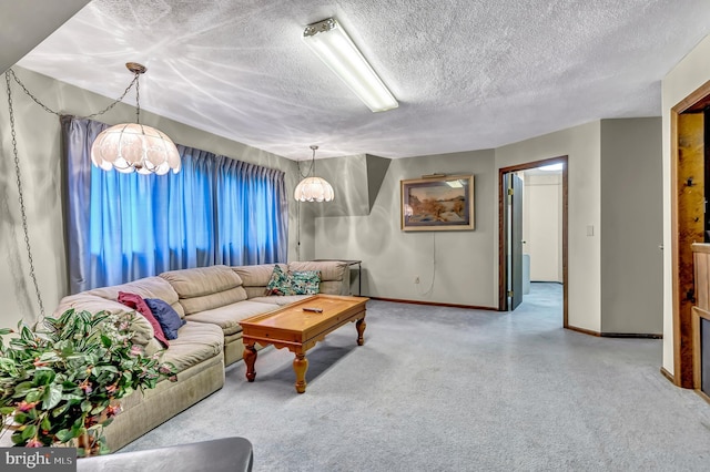 865 Windsor Perrineville Rd, East Windsor, NJ 08520 - living room with baseboards, a chandelier, and a textured ceiling