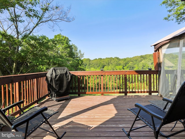 123 Windy Meadows Ct, Front Royal, VA 22630 - wooden terrace with a forest view