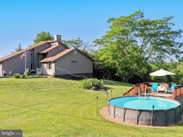 123 Windy Meadows Ct, Front Royal, VA 22630 - swimming pool with a deck and a lawn