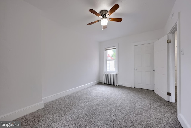 547 W Vine St, Lancaster, PA 17603 - unfurnished bedroom with radiator, carpet floors, baseboards, and ceiling fan