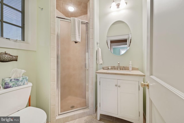 103 E Monroe Ave, Alexandria, VA 22301 - full bathroom featuring a stall shower, vanity, and tile patterned flooring