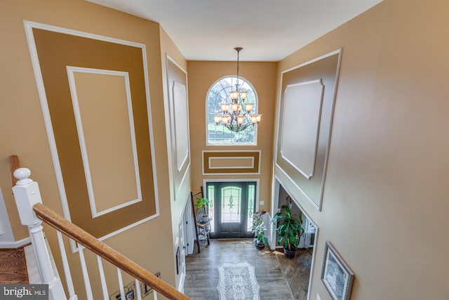 8 Adams Ln, Hainesport, NJ 08036 - entryway with a chandelier and wood finished floors