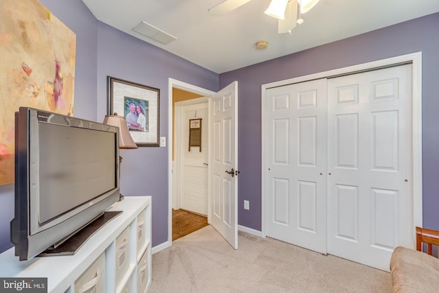 8 Adams Ln, Hainesport, NJ 08036 - living area with light colored carpet, a ceiling fan, and baseboards