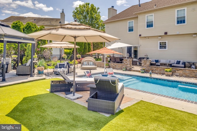 8 Adams Ln, Hainesport, NJ 08036 - view of pool with outdoor lounge area, a gazebo, and a patio area