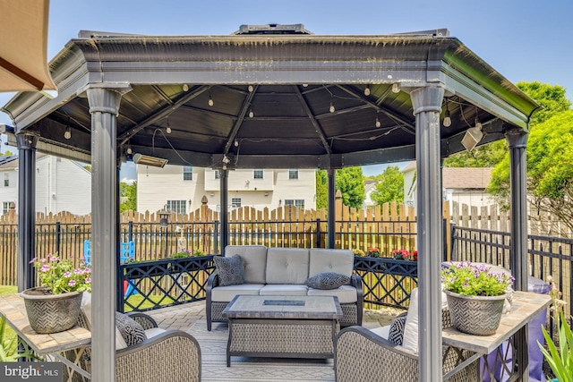 8 Adams Ln, Hainesport, NJ 08036 - view of patio featuring a gazebo and an outdoor living space