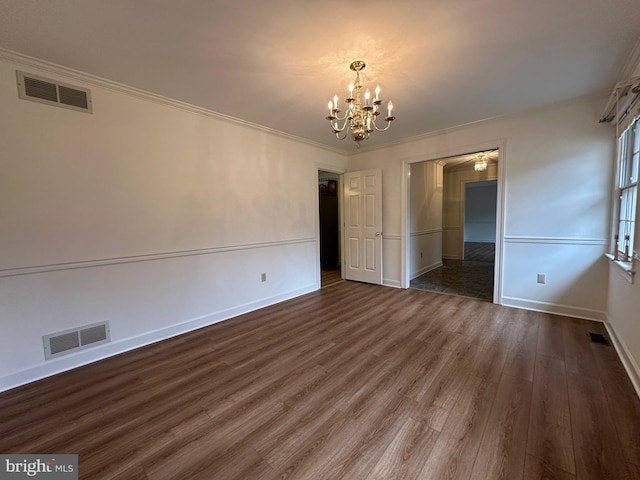 519 Orchard Dale Dr, Clear Brook, VA 22624 - unfurnished dining area featuring a chandelier, wood finished floors, baseboards, and ornamental molding
