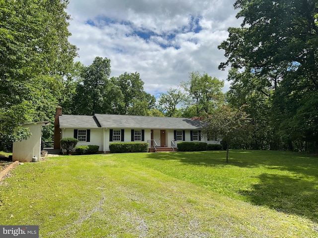 519 Orchard Dale Dr, Clear Brook, VA 22624 - single story home with a front lawn and a chimney