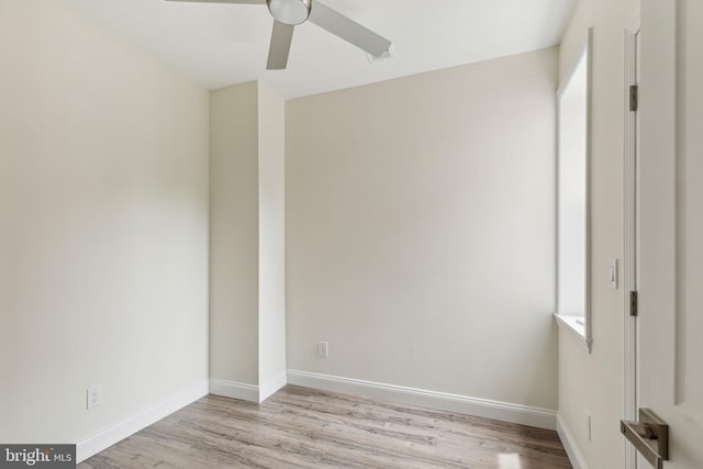5724 Pine St, Philadelphia, PA 19143 - empty room with ceiling fan, light wood-style floors, and baseboards