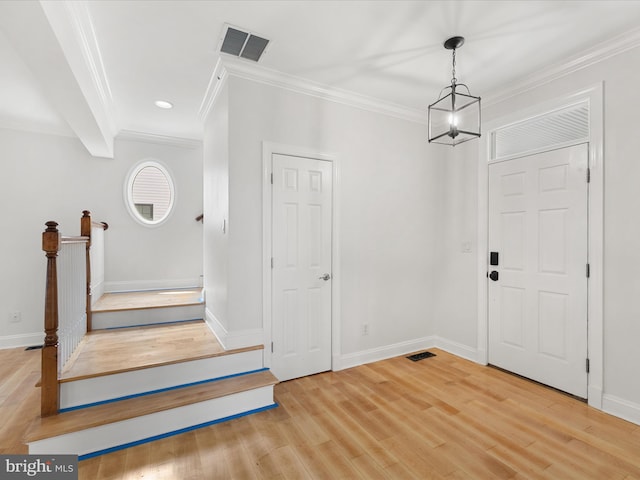 138 Park Side Cir, Ocean Pines, MD 21811 - foyer entrance with crown molding, light wood-type flooring, and recessed lighting