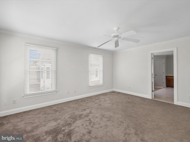 138 Park Side Cir, Ocean Pines, MD 21811 - carpeted spare room with crown molding, healthy amount of natural light, and a ceiling fan