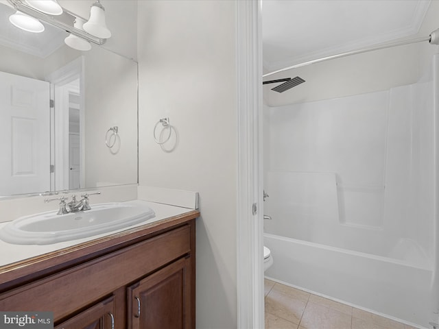 138 Park Side Cir, Ocean Pines, MD 21811 - full bath with crown molding, vanity, tile patterned floors, and  shower combination