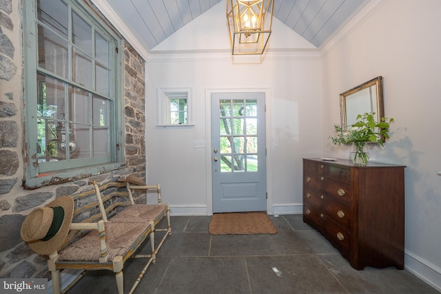 2 Earles Ln, Newtown Square, PA 19073 - entrance foyer featuring lofted ceiling, baseboards, and wood ceiling