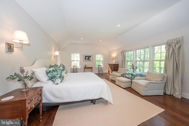2 Earles Ln, Newtown Square, PA 19073 - bedroom with lofted ceiling, dark wood-style flooring, and baseboards