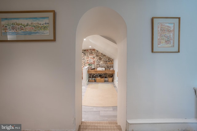 2 Earles Ln, Newtown Square, PA 19073 - hall featuring arched walkways and vaulted ceiling
