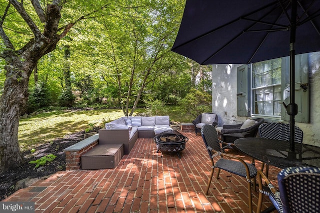 2 Earles Ln, Newtown Square, PA 19073 - wooden terrace featuring an outdoor living space with a fire pit and a patio