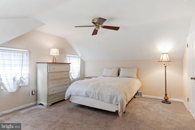 454 N Manor Dr, Media, PA 19063 - bedroom featuring lofted ceiling, carpet flooring, baseboards, and ceiling fan