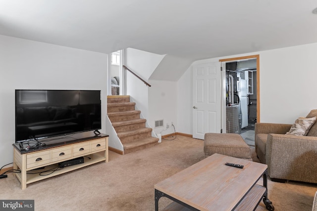 454 N Manor Dr, Media, PA 19063 - living room featuring carpet flooring and stairs