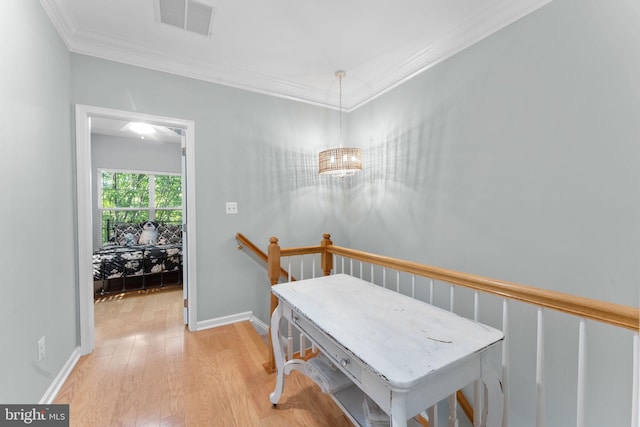 43433 Blair Park Sq, Ashburn, VA 20147 - interior space featuring light wood-style floors, ornamental molding, baseboards, and a chandelier