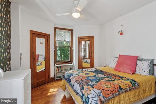 527 S 55th St, Philadelphia, PA 19143 - bedroom with light wood-type flooring and ceiling fan