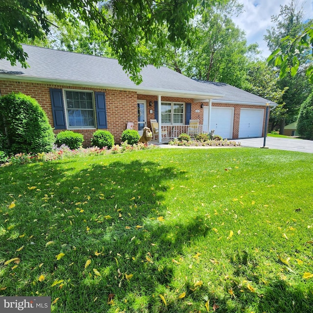 2807 Carlisle Dr Unit 29, New Windsor, MD 21776 - single story home with brick siding, an attached garage, driveway, a front yard, and a porch