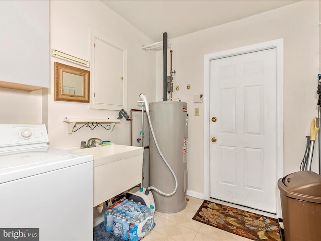 2807 Carlisle Dr Unit 29, New Windsor, MD 21776 - washroom featuring washer / clothes dryer, water heater, and cabinet space
