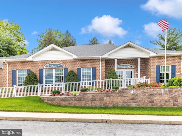 2807 Carlisle Dr Unit 29, New Windsor, MD 21776 - ranch-style home with brick siding, covered porch, and a shingled roof