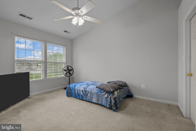 273 Thomas Harmon Dr, Camden Wyoming, DE 19934 - carpeted bedroom featuring baseboards, lofted ceiling, and ceiling fan