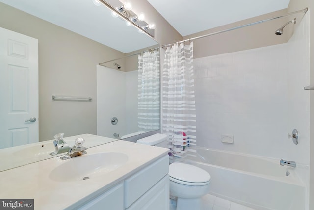 9 Cherry Ct, Lafayette Hill, PA 19444 - full bath with vanity, shower / bath combo with shower curtain, toilet, and tile patterned floors
