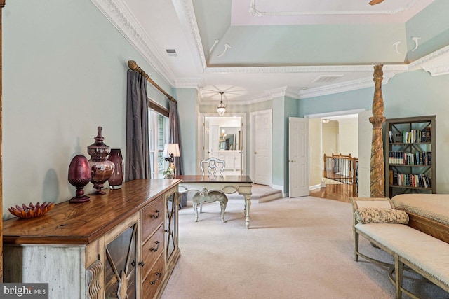 20369 Stillhouse Branch Pl, Sterling, VA 20165 - sitting room featuring light colored carpet, crown molding, and a tray ceiling