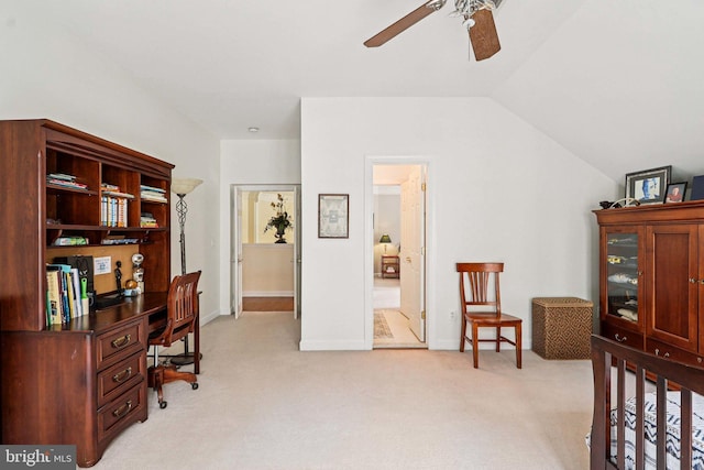 20369 Stillhouse Branch Pl, Sterling, VA 20165 - office with ceiling fan, light colored carpet, and vaulted ceiling