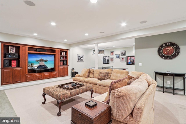 20369 Stillhouse Branch Pl, Sterling, VA 20165 - living area with light colored carpet, recessed lighting, and crown molding